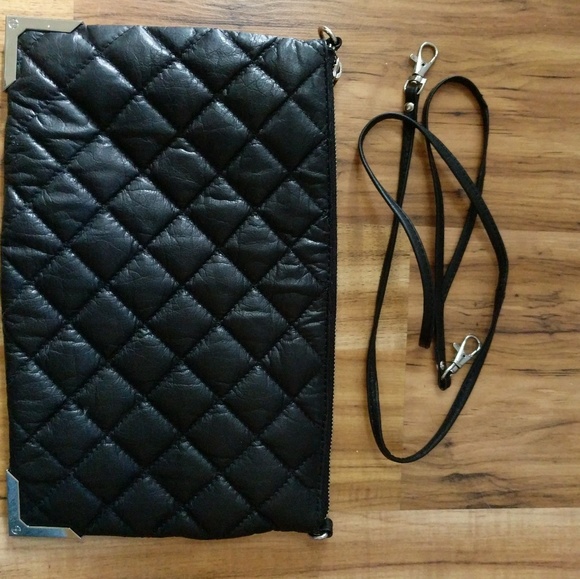 Black Quilted Crossbody Clutch Bag by Topshop - Picture 3 of 3